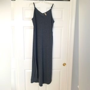 Side Slit, Knit, Spaghetti Strap, Long Maxi Dress with pockets